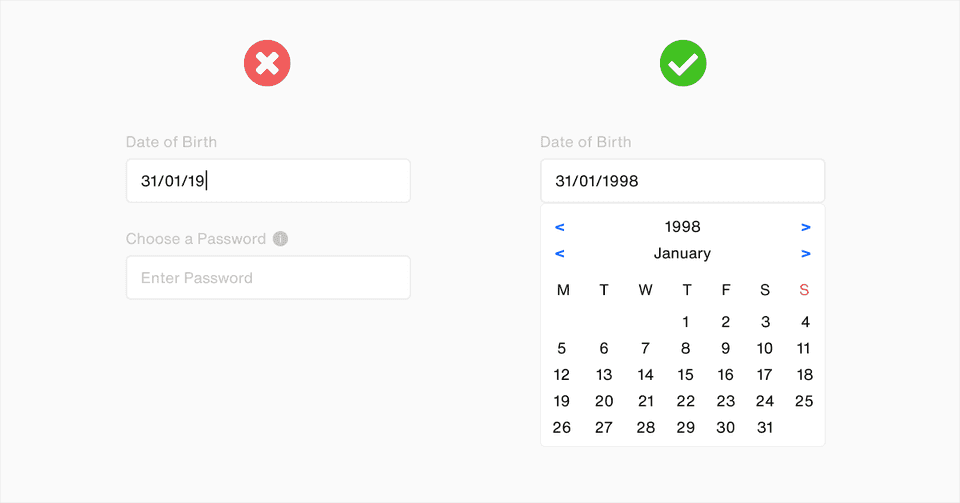 Use the right input field for the data type UI